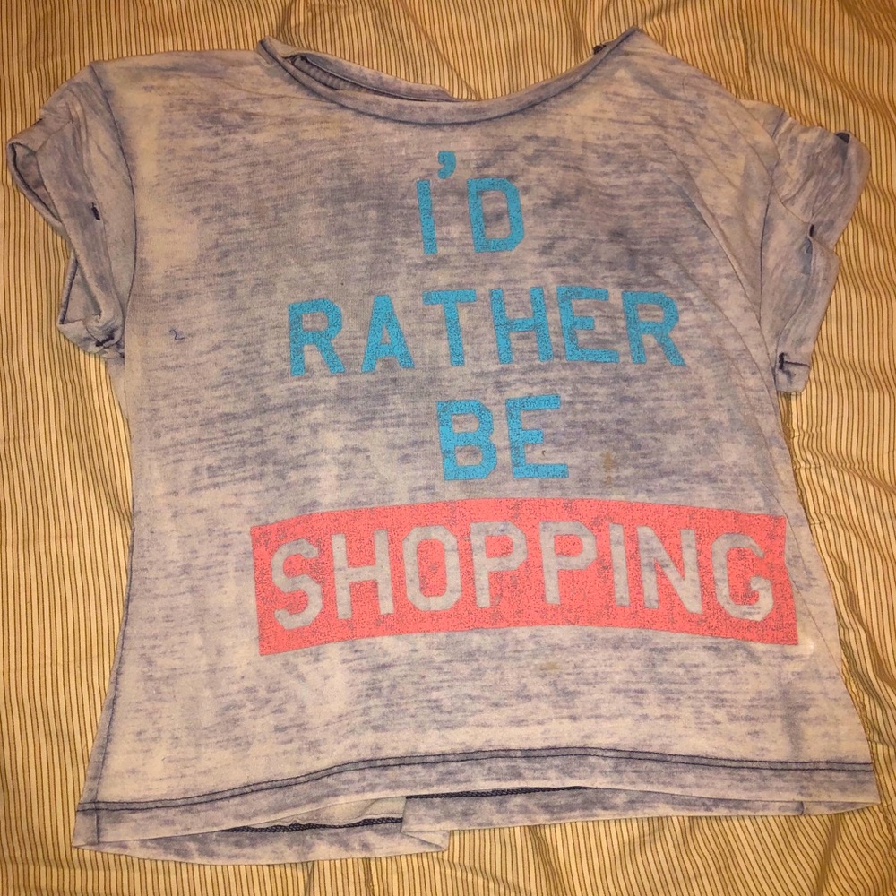 Delia’s I’d Rather Be Shopping sheer crop top